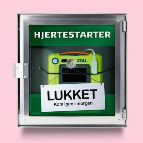 Hjertestarter i skab
